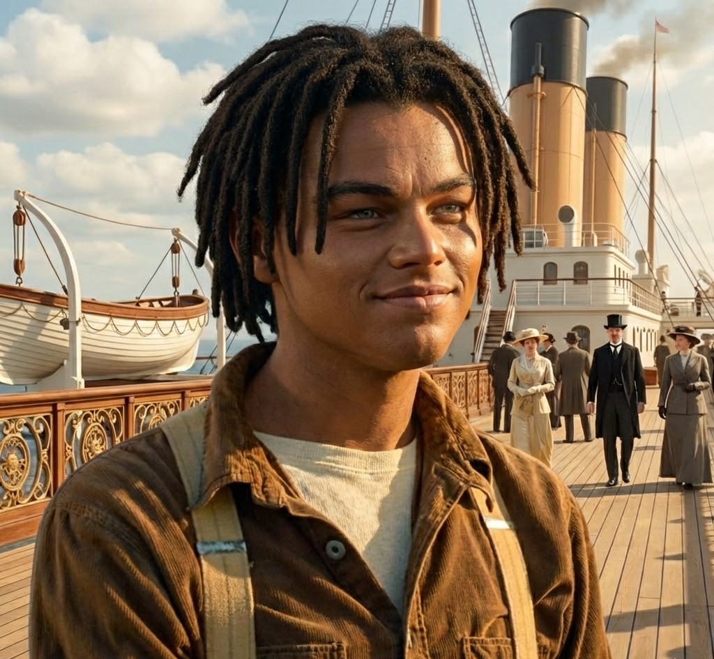 Black Jack smiling confidently on the ship deck during the daytime